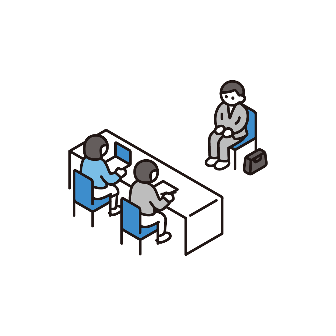 転職の面接で長所と短所を聞かれる場面のイメージイラスト