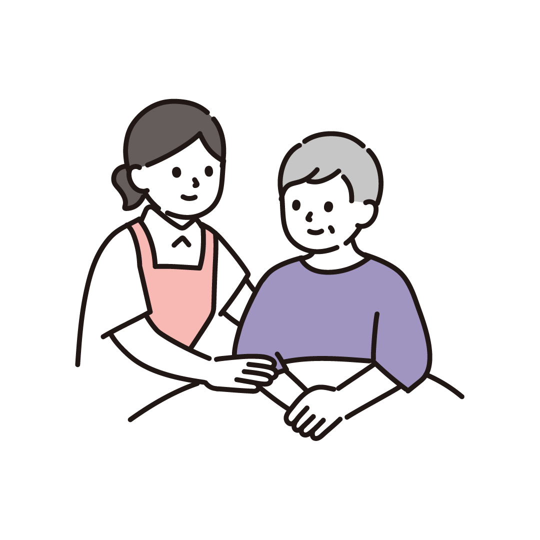 介護士が利用者に寄り添うイラスト