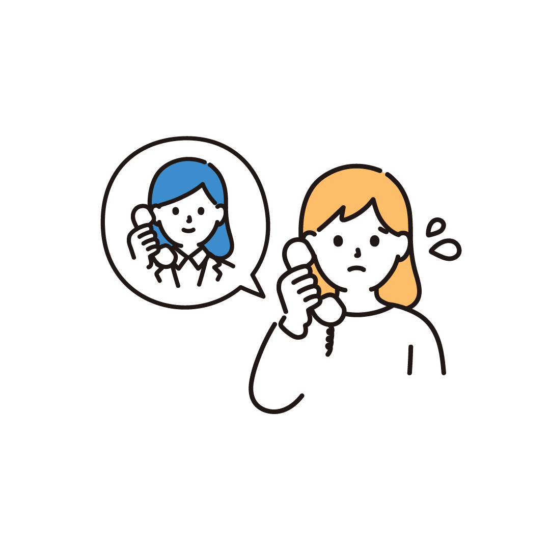 退職代行サービスに電話で相談する女性のイラスト